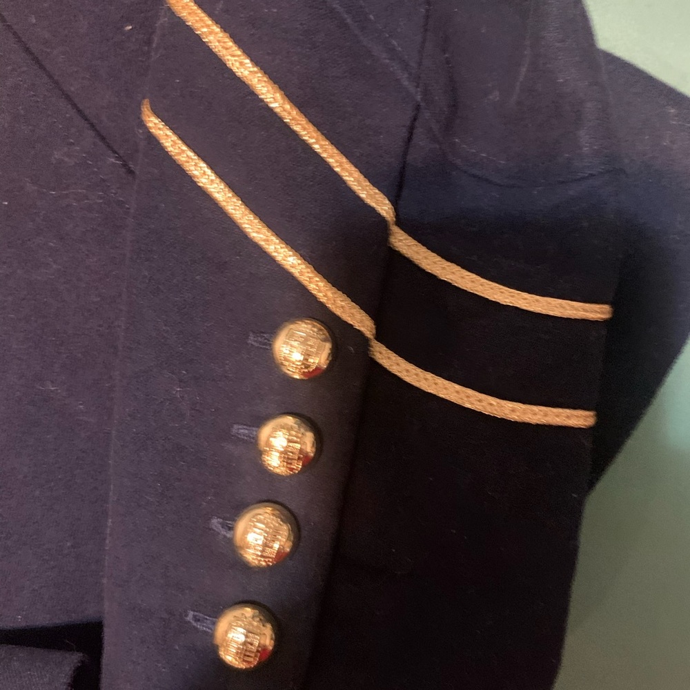 Navy Blue Military Jacket with Gold Embellishments